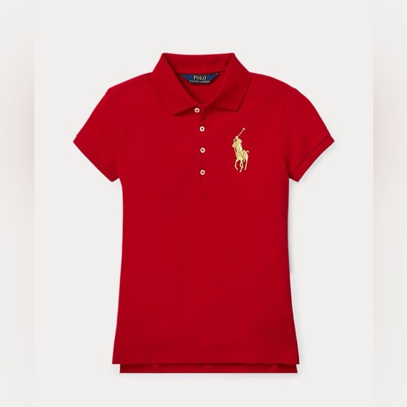 Polo Ralph Lauren Tops - Polo by Ralph Lauren Big Pony Red and Gold Polo Shirt Classic Design